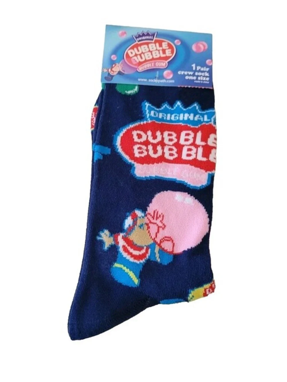 NIP Original Dubble Bubble Gum Crew Socks Adult Fun! Unisex Stretch Sockopath